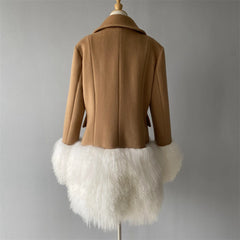 Wool Coat with Mongolian Lamb Fur