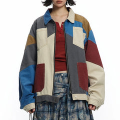 Women's Bold Denim Colorblock Oversized Jacket