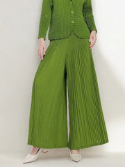 Luxe Wide-Leg Plisse Trousers