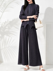 Luxe Geometric Plissé Zip Jacket