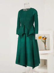 Peplum Pleated Top & Skirt Set