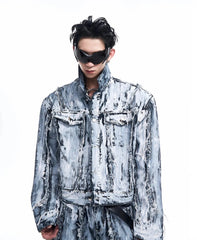 Men's Retro Distressed Denim Two Piece Set