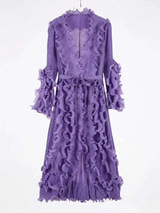 Truly Plissé Ruffle Long Coat