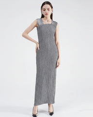 2-Piece Plissé Cape Dress