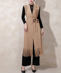 Fringe Plissé Longline Vest