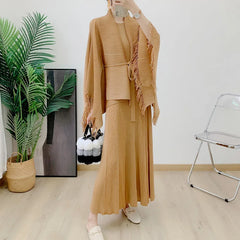 Truly Pleated Midi Dress & Jacket Matching Set