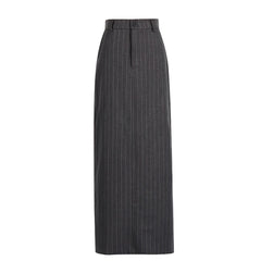 Asymmetrical Pinstripe Blazer & Maxi Skirt Suit