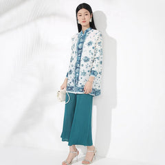 Pleated Top & Wide-Leg Pant Set