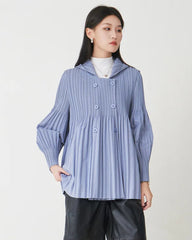 Luxury Pleated Hooded Jacket