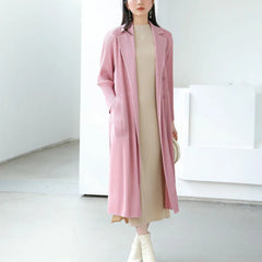 Truly Pleated Stretchy Long Coat