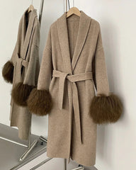 Luxury 70% Wool Long Wrap Coat