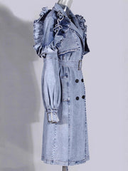 Luxury Soft Denim Trench Coat