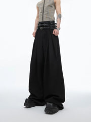 Designer Black Baggy High-Waist Pants