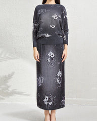 Luxury Floral Plissé Skirt Set