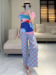 Luxe Plissé Geometric 2-Piece Set
