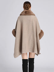 Women's Plush Faux Fur Woolen Cloak Coat