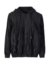 Luxury Pleated Hooded Jacket