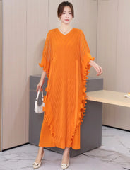 Sculptural Plissé Cape Kaftan