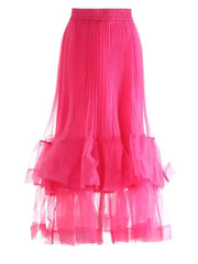 Couture Pleated Tulle Ruffle Skirt