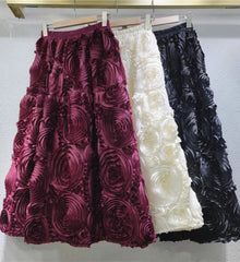 3D Carnation Embroidery Skirt