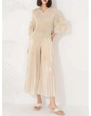 Luxury Formal Plisse Palazzo Pant Set
