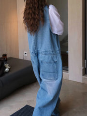 Women's Oversized Wide Leg Denim Jumpsuit