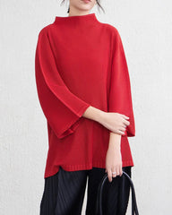 Elegant Mock-Neck Pleated Top