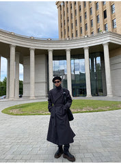 Men's Phantom Black Oversized Streetwear Long Coat