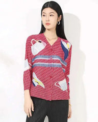 Luxury Plissé Patterned Blouse