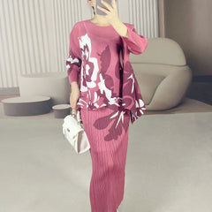 Truly Pleated Floral Top & Skirt Set