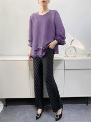 Ruffle Fully-Pleated Top