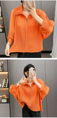 Elegant Pleated Dolman Blouse