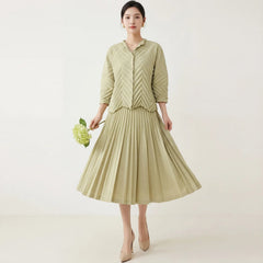 Luxury Formal Pleated Top & Skirt