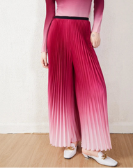 High-Waisted Plissé Wide-Leg Pants