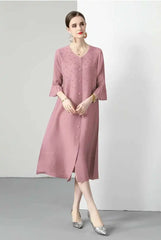 Premium Pleated Blouse Dress