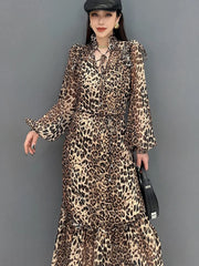 HEYFANCYSTYLE Elegant Leopard Chiffon Dress