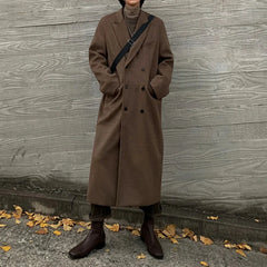 Men's Signature Brown Ultra Long Wool Coat