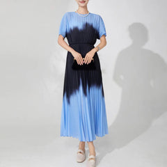 Gradient Pleated Plissé Dress