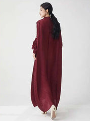 Elegant Pleated Floral Sleeve Dress
