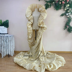 Taffeta Ruffled Extra Long Cape