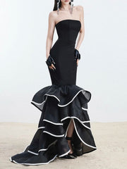 Luxe Strapless Ruffled Mermaid Dress
