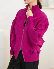 Luxury 3D Geometric Plissé Jacket