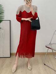 Luxury Plissé Dress with Tassel
