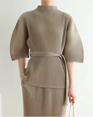 Plissé Flared Sleeves Top