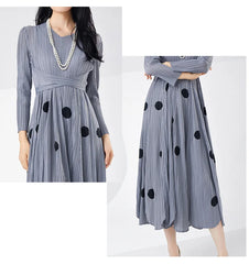 Truly Pleated Polka Dot Midi Dress