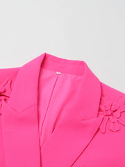 Floral Appliqué Double-Breasted Blazer