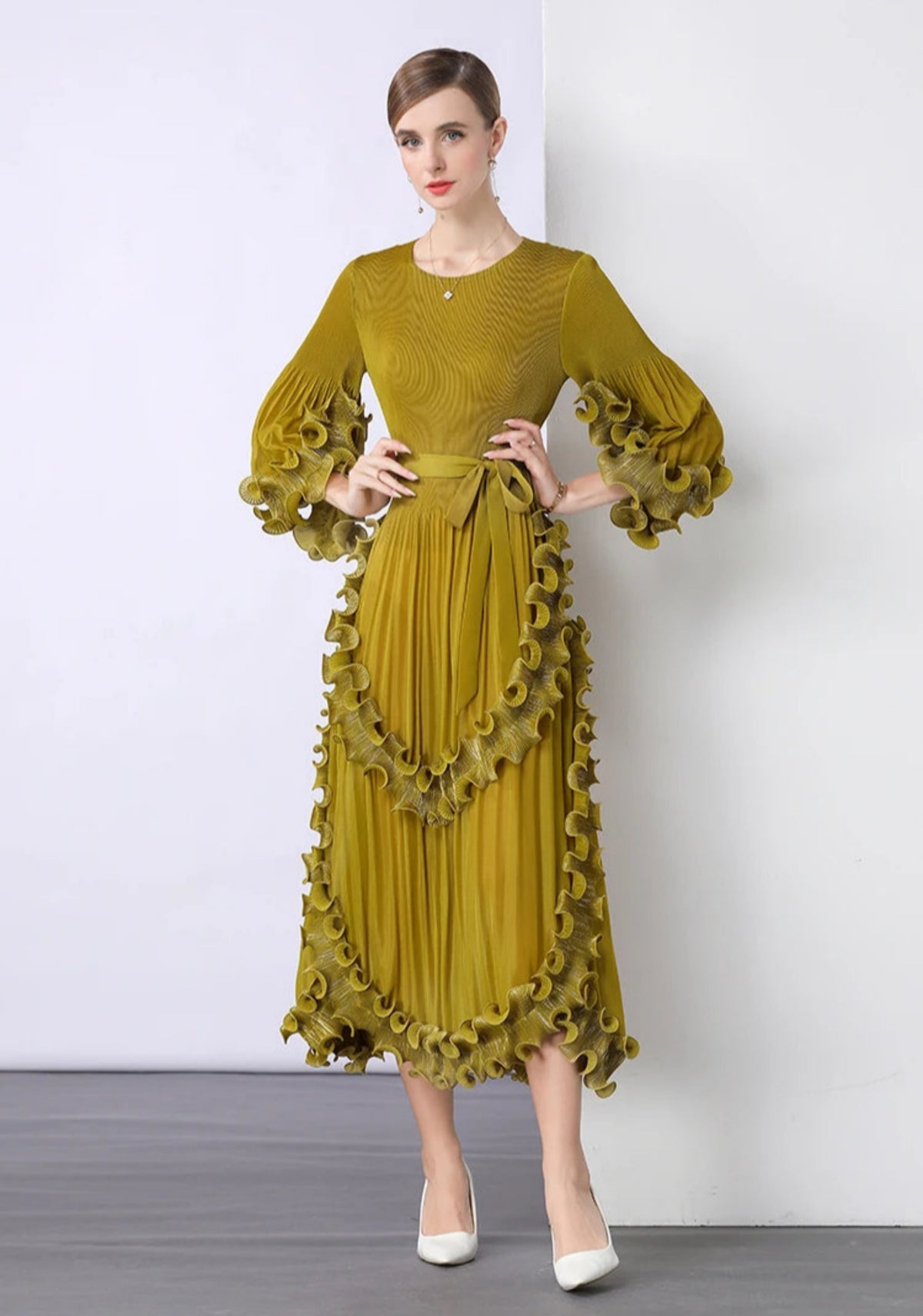 Truly Pleated Ruffle Dress
