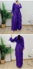 Luxury Pleated Ruffle Midi Dress