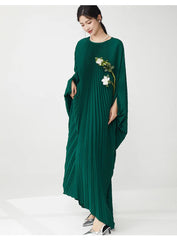 Luxury Designer Pleated Maxi Kaftan Dress