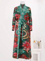 Women's Elegant Floral Paradise Long Coat